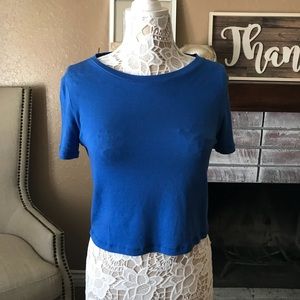 Alice + Olivia blue crop top sz L